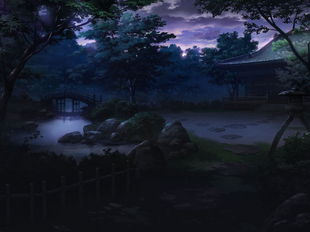 artist_request bridge cloud cobblestone forest game_cg garden light_rays magia_record:_mahou_shoujo_madoka_magica_gaiden mahou_shoujo_madoka_magica moss nature no_humans official_art outdoors purple_sky rock scenery shade shrine sky stone_lantern stream sunlight sunrise