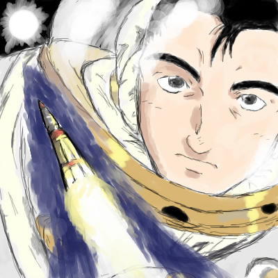 1boy black_hair honneamise_no_tsubasa lowres male_focus rocket shirotsugh_lhadatt solo upper_body