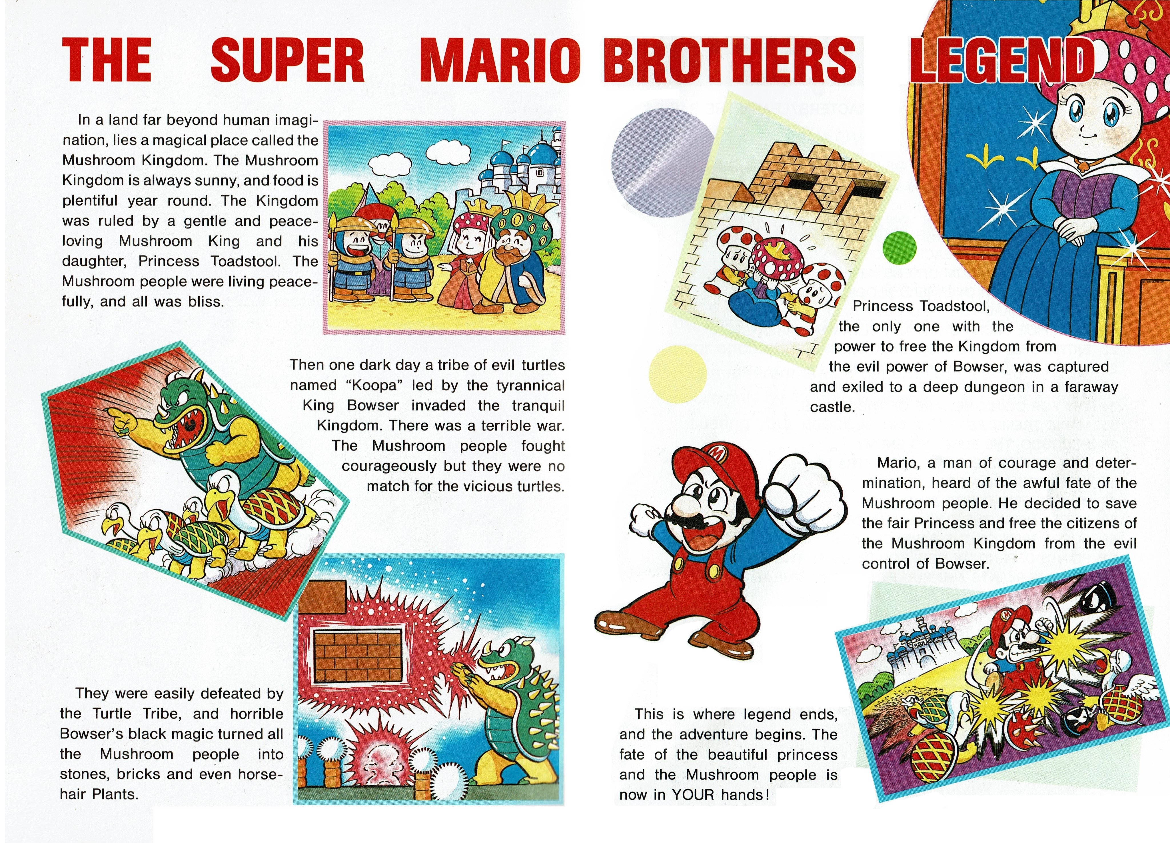 2girls 6+boys 6+others ^_^ absurdres angry beard belt blue_eyes blue_shirt blue_sky blue_sweater boots bowser bullet_bill newsboy_cap castle clenched_teeth closed_eyes cloud comic creature crown crying day dress english_text facial_hair full_body gloves hat helmet highres king koopa koopa_paratroopa koopa_troopa magic mario mario_(series) multiple_boys multiple_girls multiple_others mushroom_hat mushroom_king mushroom_kingdom mustache nintendo official_art outdoors overalls pointing polearm princess princess_toadstool red_headwear red_overalls red_vest running_bond sharp_teeth shirt sitting sky soldier spear spiked_shell spikes spiny super_mario_bros._1 sweatdrop sweater tagme teeth text_focus throne toad_(mario) transformation turtle vest weapon white_gloves wings