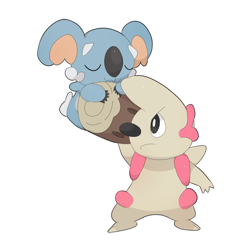 closed_eyes drawfag gen_5_pokemon gen_7_pokemon komala log nintendo no_humans non-web_source pokemon pokemon_(creature) pokemon_sm simple_background sleeping sleeping_upright timburr white_background