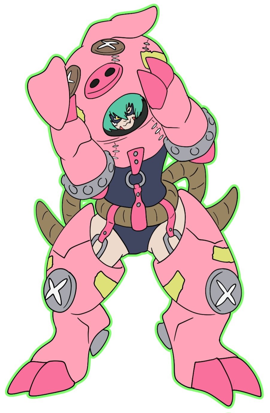 animal_costume cho-hakkaimon costume digimon digimon_(creature) highres mask pig_costume swimsuit