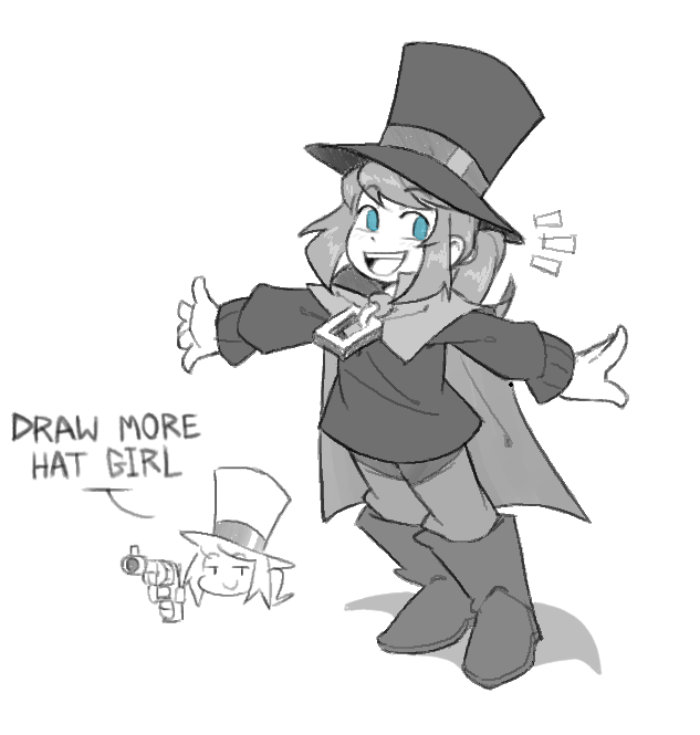 1girl :d a_hat_in_time blue_eyes boots cape child closed_mouth commentary disembodied_hand english_commentary english_text fujimna full_body grin gun hat hat_kid hat_ribbon head_only holding holding_gun holding_weapon jacket knee_boots long_sleeves looking_to_the_side medium_hair multiple_views notice_lines open_hands open_mouth outstretched_arms pants ponytail ribbon shadow sidelocks simple_background smile solo_focus speech_bubble spot_color spread_arms teeth top_hat upper_teeth_only weapon white_background zipper_pull_tab