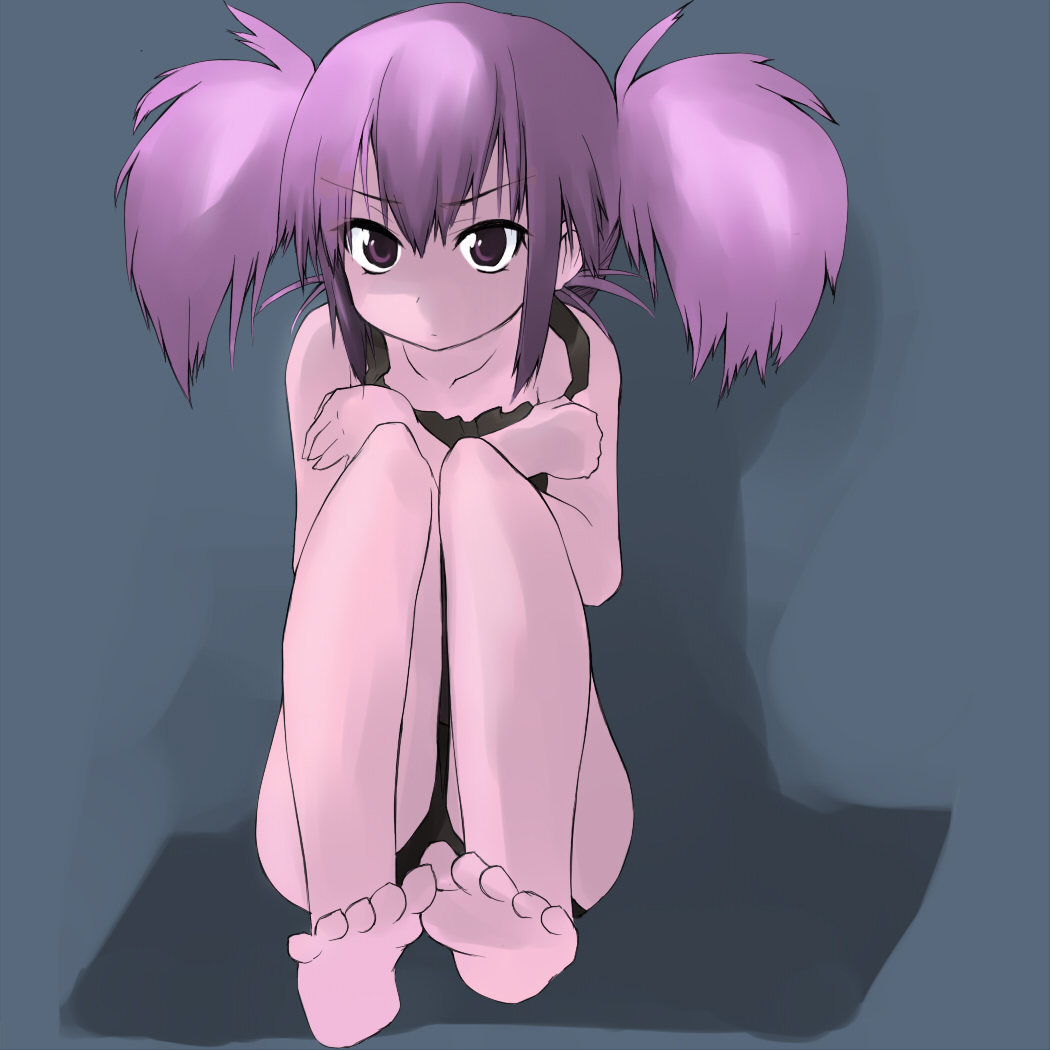 00s 1girl atahuta bad_id bad_pixiv_id barefoot crossed_arms edomae_lunar feet female_focus pink_hair purple_eyes seto_no_hanayome soles solo toes twintails