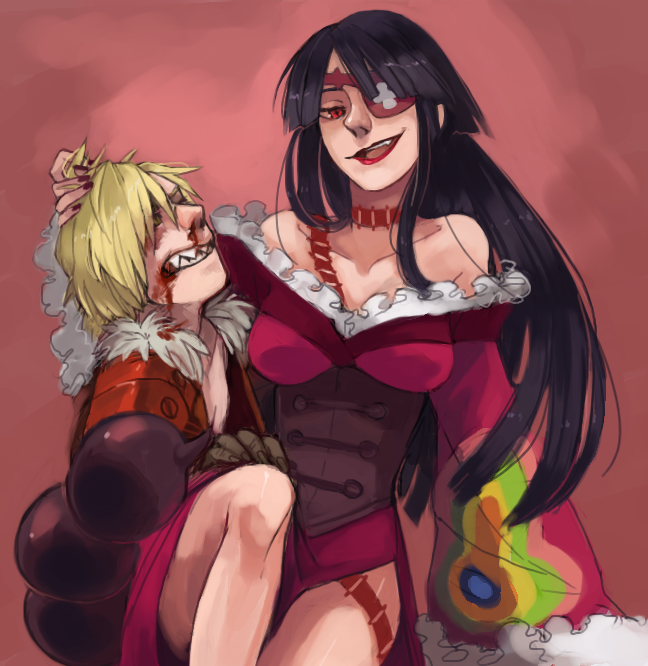 00s 1girl abuse adiane bad_id bad_tumblr_id blood breasts cleavage corset eyepatch femdom gainax large_breasts larkles lipstick long_hair makeup nail_polish queen-snakebite scorpion_tail tail tattoo tengen_toppa_gurren_lagann viral_(ttgl)