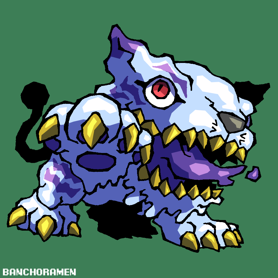 bancho_ramen claws digimon digimon_(creature) looking_at_viewer sharp_teeth solo splashmon splashmon_darkness_mode teeth tiger