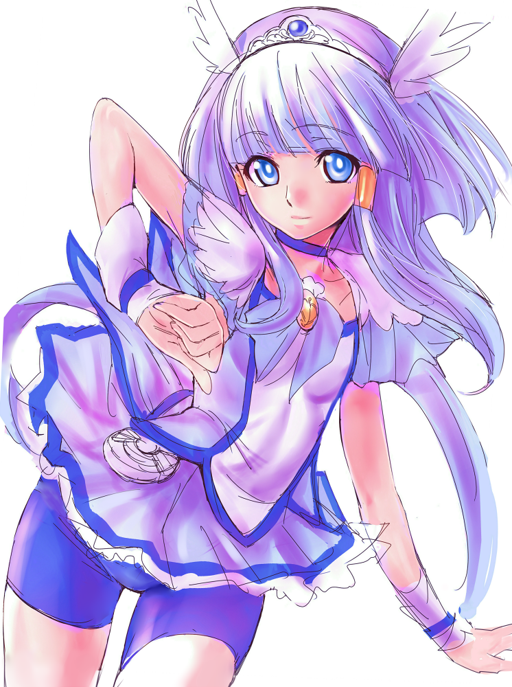 10s 1girl aoki_reika bad_id bad_pixiv_id bike_shorts blue_dress blue_eyes blue_hair blue_skirt blue_theme choker cure_beauty dodai_shouji dress female_focus hair_tubes head_wings long_hair magical_girl matching_hair/eyes precure sidelocks simple_background sketch skirt smile smile_pact smile_precure! solo tiara wings wrist_cuffs