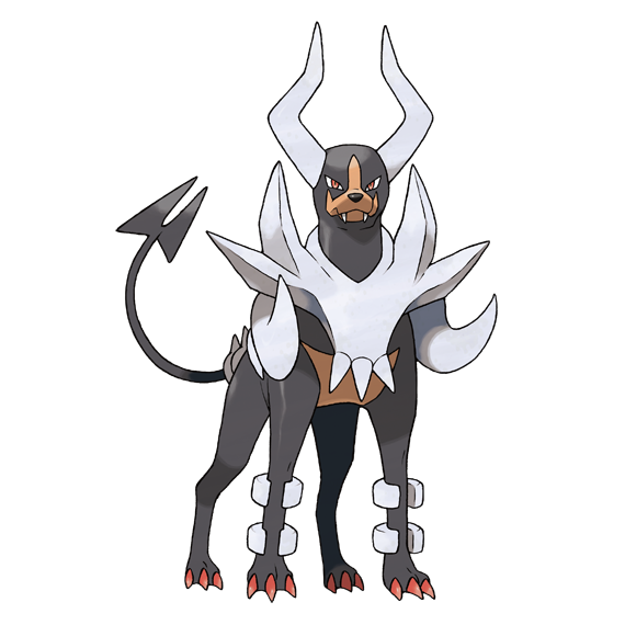 animal animal_focus artist_request check_artist claws closed_mouth demon_tail dog fangs forked_tail full_body gen_2_pokemon hellhound horns houndoom mega_houndoom mega_pokemon nintendo no_humans official_art pokemon pokemon_(creature) pokemon_xy red_eyes solo sugimori_ken tail third-party_source transparent_background v-shaped_eyes