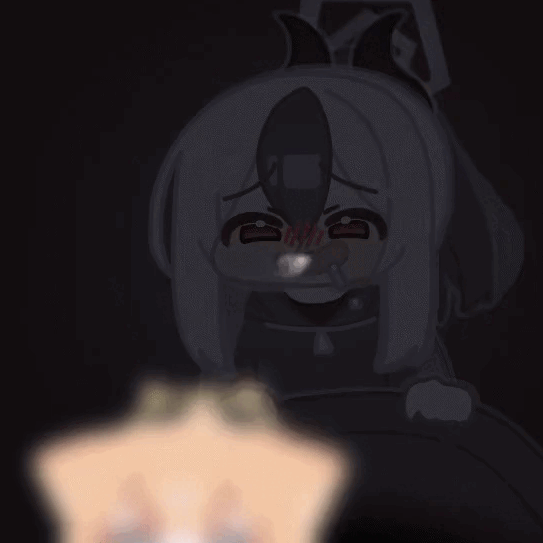 2girls animal_ears animated animated_gif black_hair black_hoodie blue_archive blurry blurry_foreground blush chibi drooling grey_halo hair_between_eyes halo holding holding_sack hood hoodie horuhara kayoko_(blue_archive) mari_(blue_archive) multicolored_hair multiple_girls open_mouth orange_hair red_eyes sack sidelocks smile two-tone_hair white_hair yellow_halo