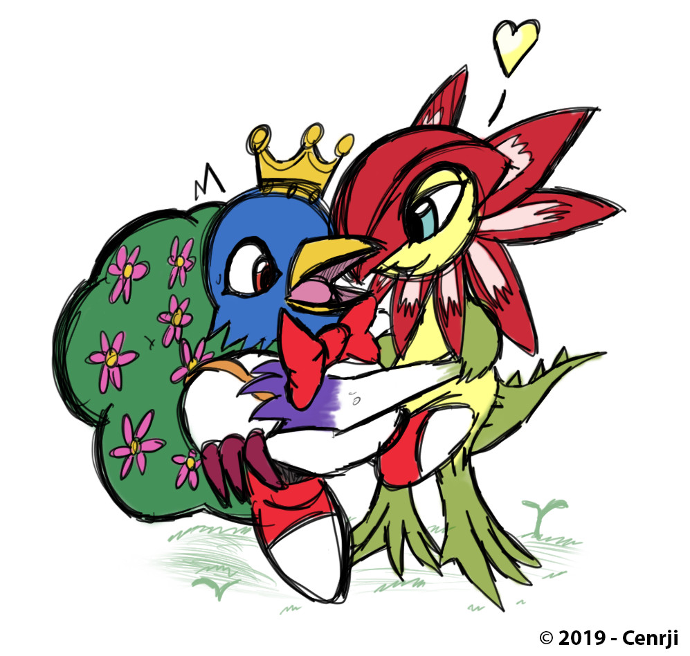 beak couple crown delumon digimon digimon_(creature) floramon tail