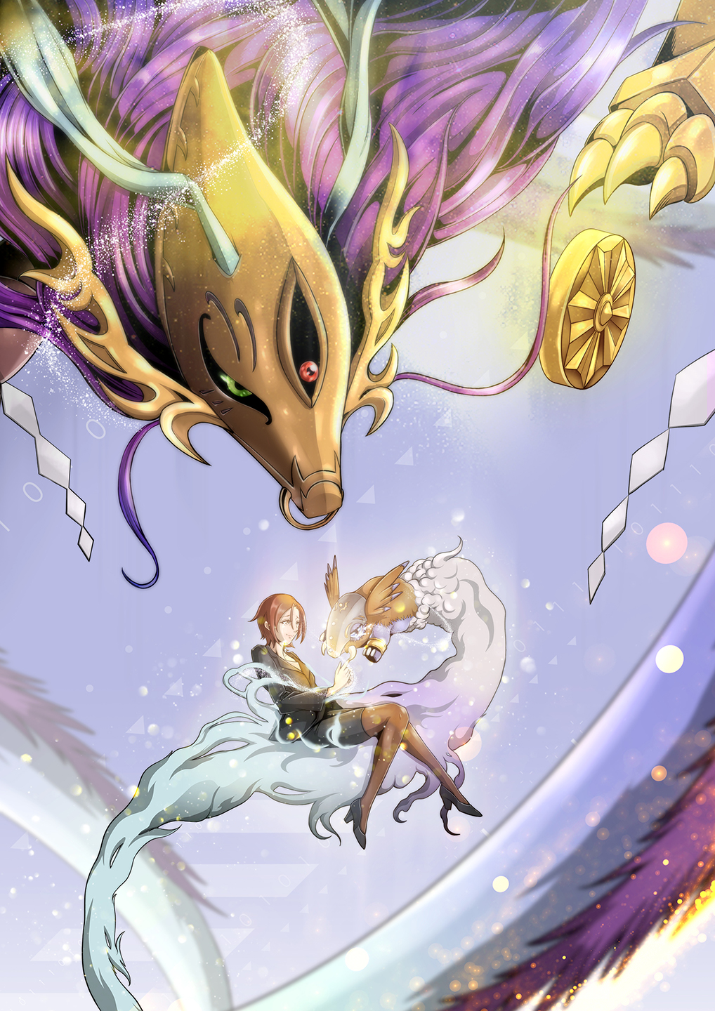armor bakumon digimon green_eyes highres himekawa_maki mitamamon red_eyes short_hair smile third_eye tusks
