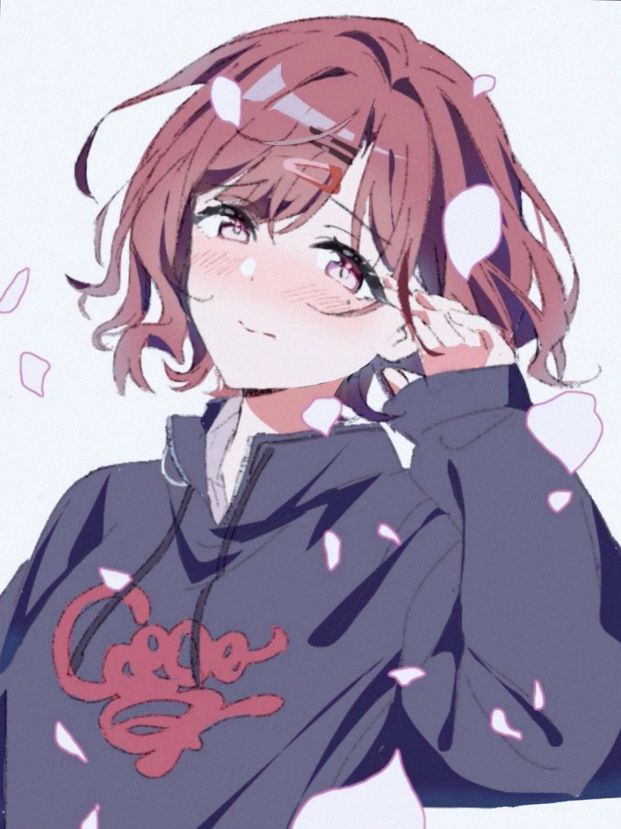 1girl black_sweater blush brown_hair closed_mouth commentary_request hair_ornament hairclip hand_up highres higuchi_madoka idolmaster idolmaster_shiny_colors long_sleeves looking_at_viewer mole mole_under_eye purple_eyes short_hair sleeves_past_wrists solo sweater upper_body yamabukiyuki