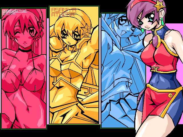 4girls :d aqua_eyes armpits asamiya_athena bare_shoulders bikini blush breasts brooch character_name choker cleavage collarbone column_lineup cowboy_shot crop_top dated earrings fingerless_gloves gloves groin hair_between_eyes hair_ornament hairband halterneck jewelry jojo letterboxed light_smile midriff multiple_girls multiple_monochrome narrow_waist navel oekaki one_eye_closed open_mouth pelvic_curtain pleated_skirt purple_hair short_hair skirt smile snk star_(symbol) star_hair_ornament swimsuit the_king_of_fighters turtleneck unitard very_short_hair