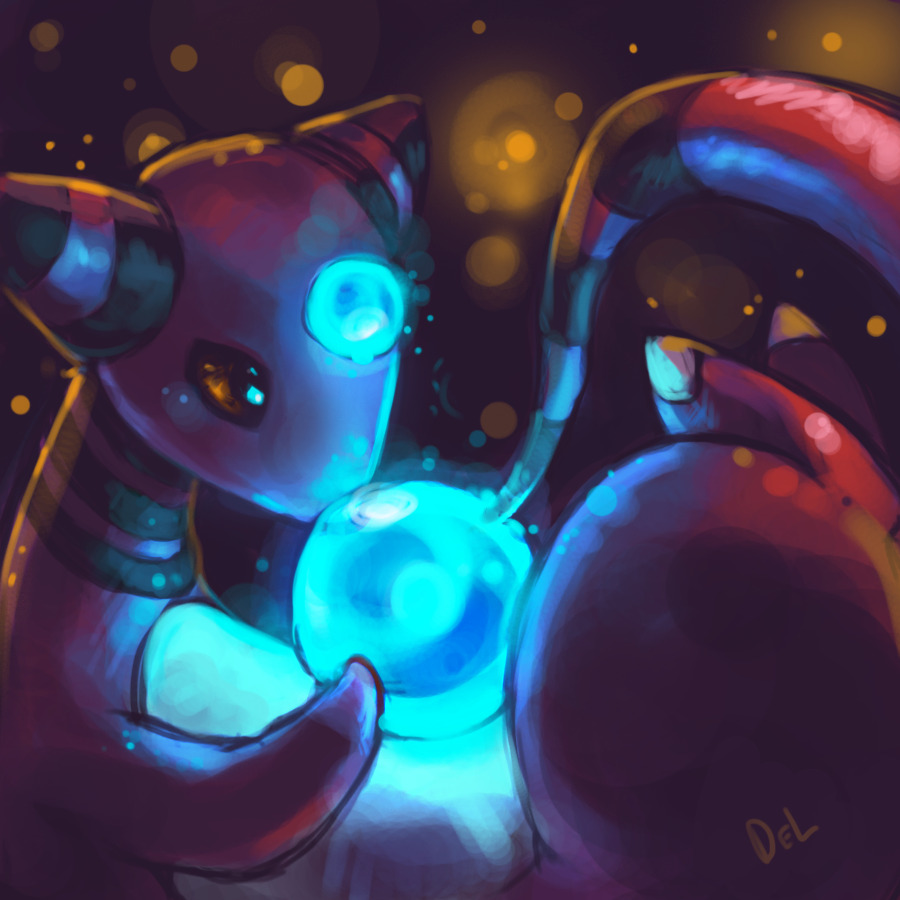 alternate_color ampharos commentary creature dark delano-laramie english_commentary gen_2_pokemon glowing nintendo no_humans pokemon pokemon_(creature) shiny_pokemon signature solo