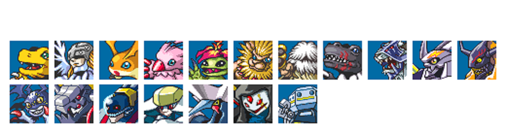 agumon angel_boy angemon armor baihumon black_guardian_(digimon_world_2) blue_eyes blue_guardian_(digimon_world_2) diablomon digimon digimon_world_2 fusion gaia_(digimon_world_2) horns jijimon leomon looking_at_viewer mask mastertyranomon neo_crimson official_art omegamon open_mouth overlord_gaia palmon patamon petals picodevimon piyomon sharp_teeth silver_guardian_(digimon_world_2) smile teeth wings