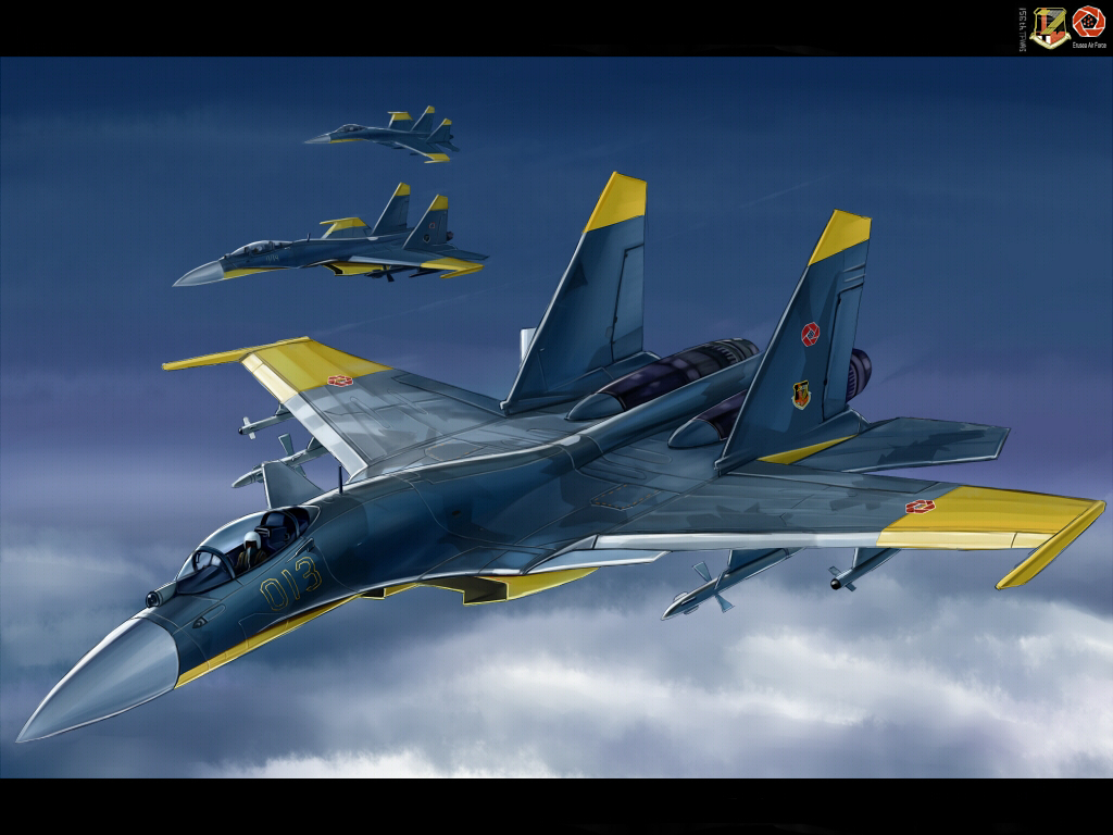 ace_combat ace_combat_04 aircraft airplane cloud emblem fighter_jet flying kcme letterboxed military military_vehicle missile no_humans pilot sky su-37 vehicle_focus weapon yellow_13 yellow_4