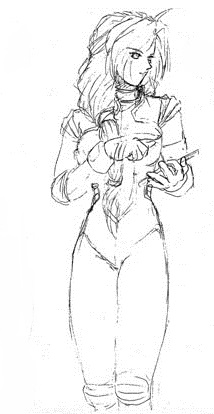 1girl blazing_star concept_art lowres monochrome tagme yamazaki_naomi