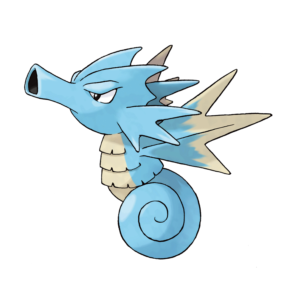 animal_focus fish full_body gen_1_pokemon nintendo no_humans official_art pokemon pokemon_(creature) pokemon_focus pokemon_frlg seadra seahorse simple_background solo sugimori_ken third-party_source white_background