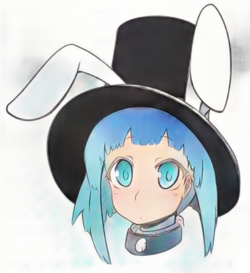 1girl animal_ears arched_bangs black_hat blue_eyes blue_hair blunt_bangs blush closed_mouth commentary_request expressionless fake_animal_ears hand_up hat looking_at_viewer medium_hair portrait rabbit_ears ragnarok_iris ragnarok_online royal_guard_(ragnarok_online) simple_background solo top_hat white_background