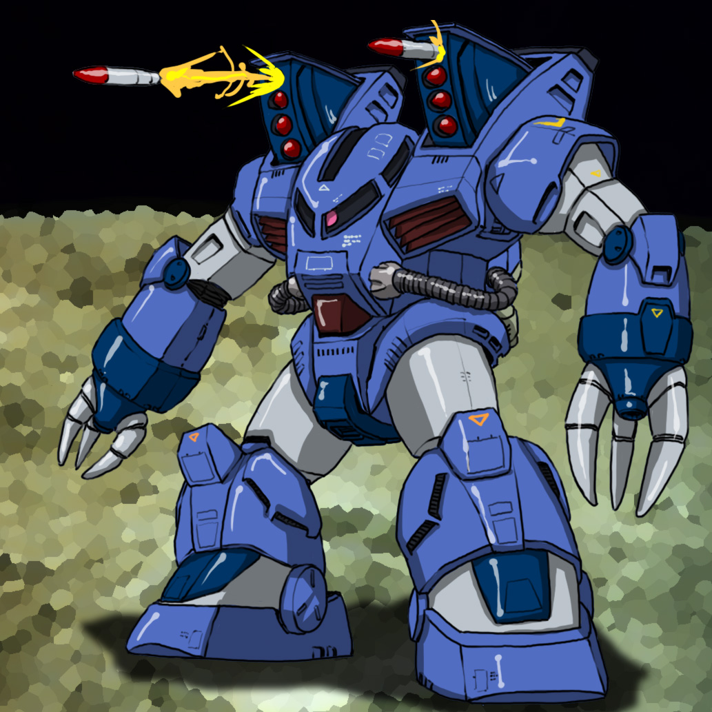 battle cable claws commentary_request concept_art duel firing gatsha_(mobile_suit) gundam gundam_ms-x hirodango hose machinery mecha mecha_focus missile missile_pod mobile_suit no_humans one-eyed robot science_fiction sketch tube zeon