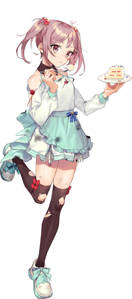 1girl alternate_costume animal brown_thighhighs cake crab drew_(drew213g) food fork full_body hair_bobbles hair_ornament holding holding_fork holding_plate kantai_collection long_sleeves official_art pet pink_eyes pink_hair plate sazanami_(8th_anniversary)_(kancolle) sazanami_(kancolle) shoes short_hair solo thighhighs torn_clothes torn_thighhighs transparent_background twintails v white_shoes white_thighhighs