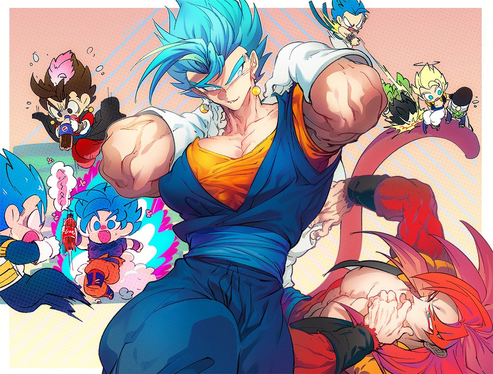 6+boys black_hair blonde_hair blue_eyes blue_sash broly_(dragon_ball_super) closed_mouth colored_skin dougi dragon_ball dragon_ball_gt dragon_ball_heroes dragon_ball_super dragon_ball_super_broly dragonball_z earrings gloves gogeta jewelry long_hair male_focus metamoran_vest monkey_boy monkey_tail multiple_boys muscular muscular_male ommmyoh open_mouth pants pikkon potara_earrings red_fur saiyan sash smile son_goku spiked_hair super_saiyan super_saiyan_1 super_saiyan_4 super_saiyan_blue tail time_patrol_(dragon_ball) twitter_username vegeta vegetto vegetto_(xeno)