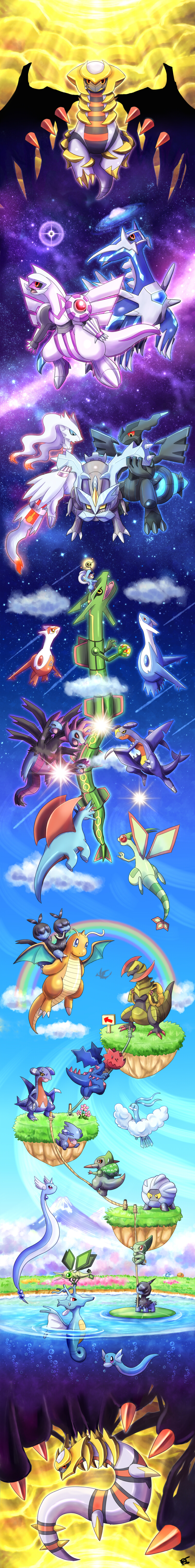 absurdres altaria arceus artist_request axiew bagon charizard chibi claws cosmos_(minori) deino_(pokemon) dialga dragon dragon_ball_(object) dragon_wings dragonair dragonite dratini druddigon dual_persona epic fangs flower flygon flying fraxure full_body gabite garchomp gen_1_pokemon gen_2_pokemon gen_3_pokemon gen_4_pokemon gen_5_pokemon gible giratina giratina_(altered) happy haxorus highres hydreigon kingdra kyurem latias latios legendary_pokemon mountain mythical_pokemon nintendo no_humans palkia pokemon pokemon_(creature) rainbow rayquaza reshiram rope salamence shelgon sky smile space standing swabu tail trapinch vibrava water wings zekrom zweilous