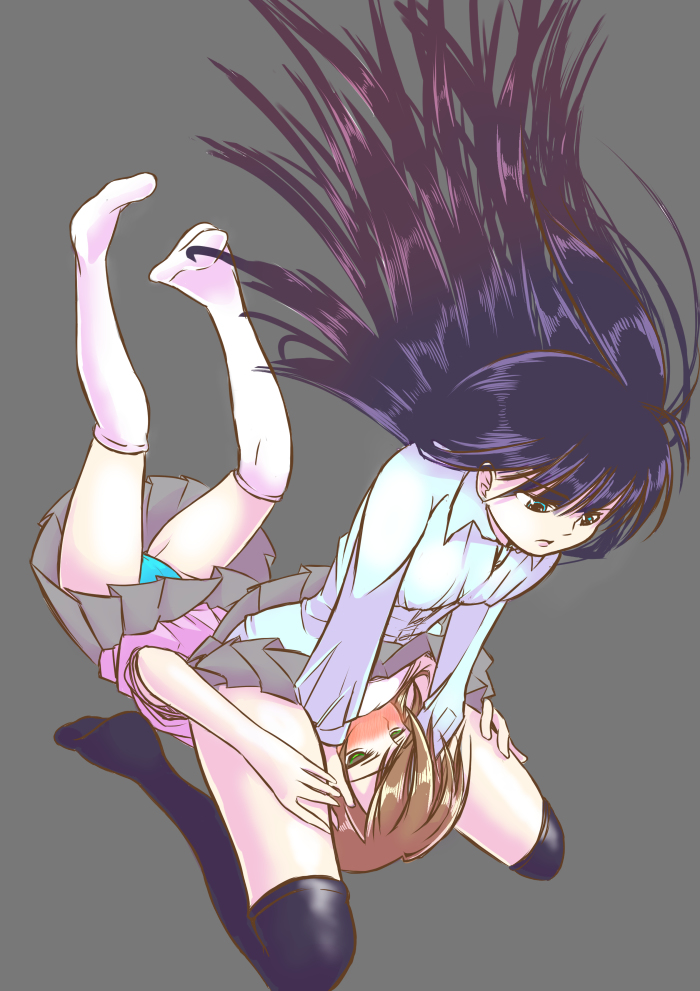 2girls artist_request catfight multiple_girls original ryona tagme wrestling yuri
