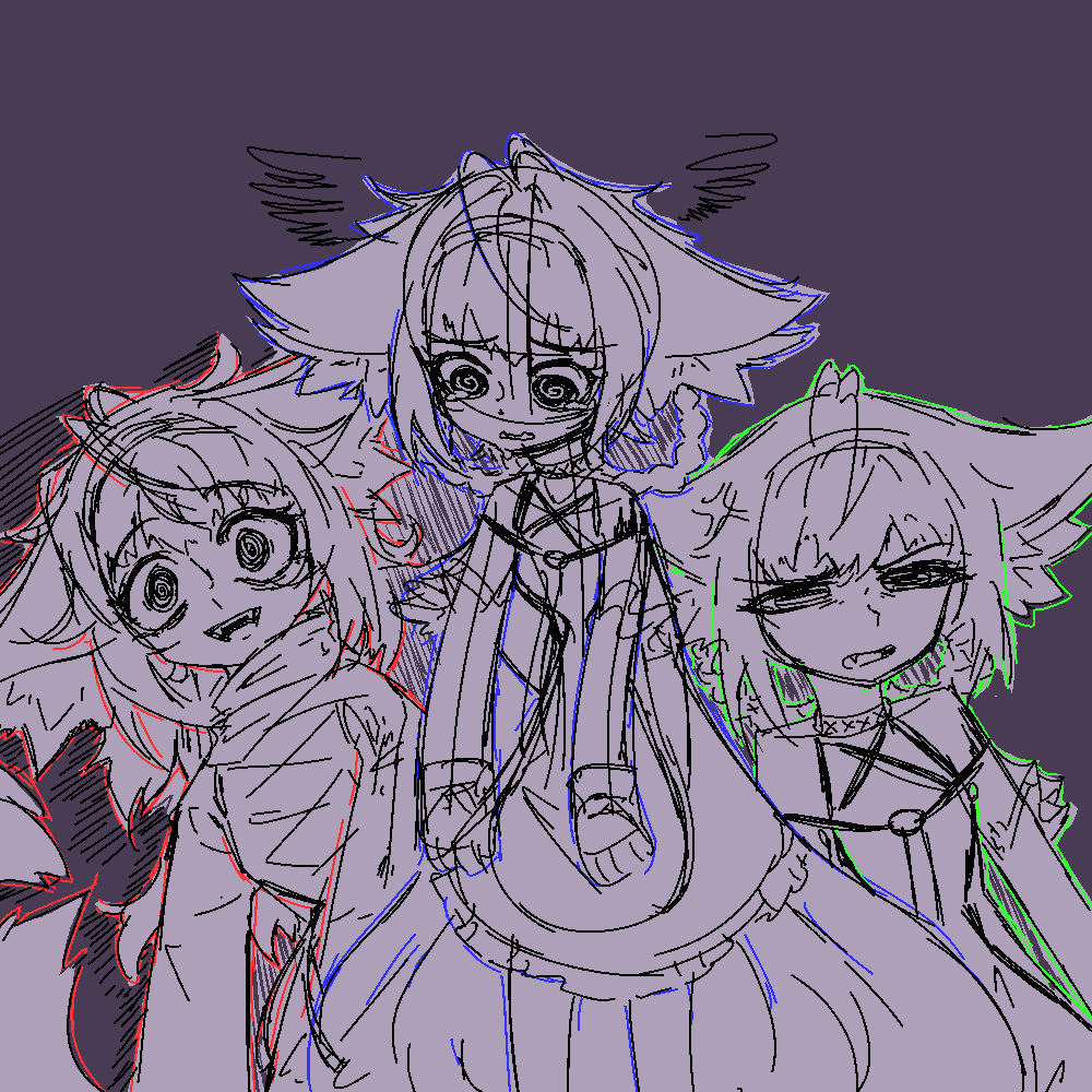 1girl @_@ animal_ears arknights commentary english_commentary fox_ears fox_girl multiple_views simple_background sketch suzuran_(arknights) tofusquisha