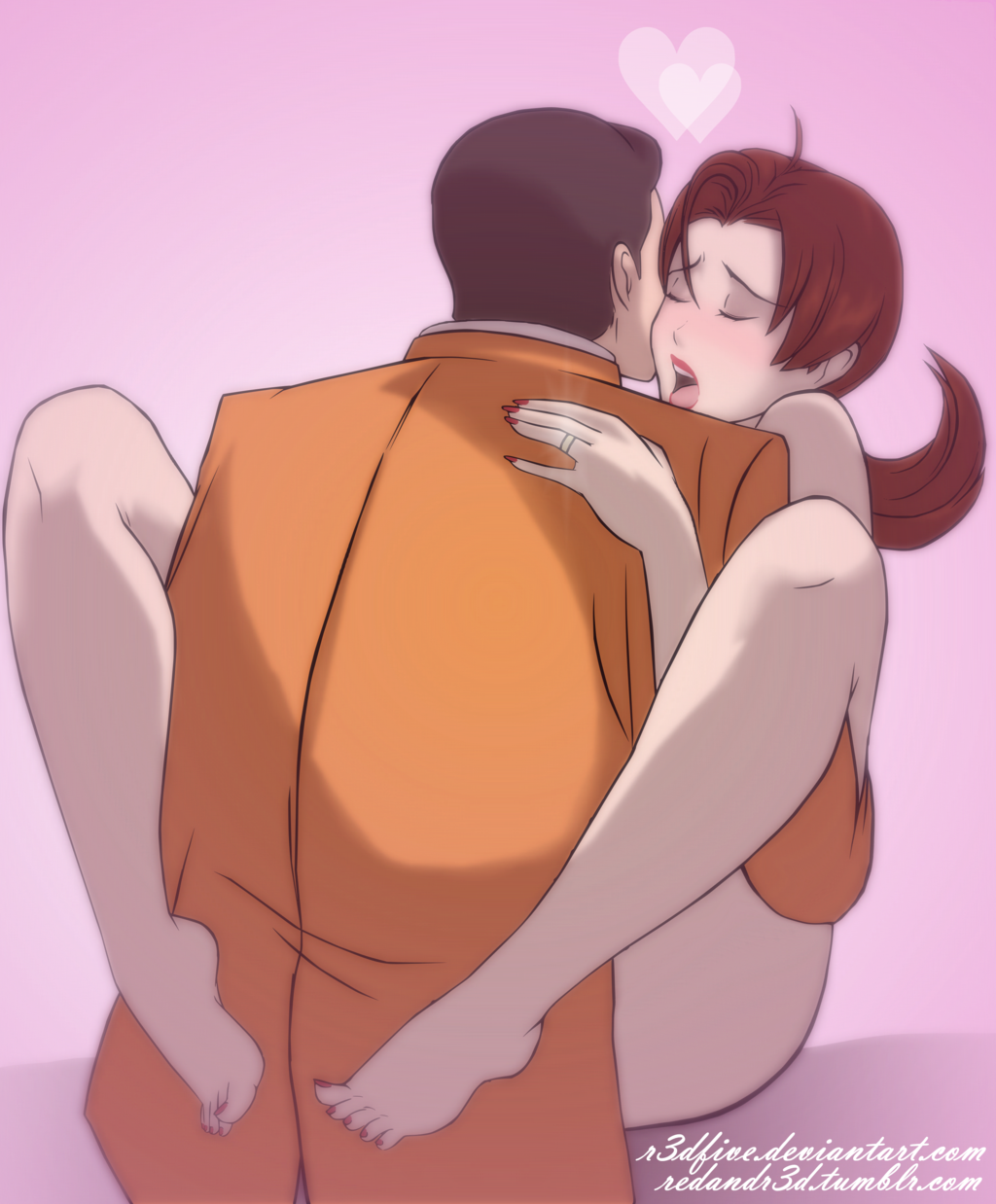 1boy 1girl ahoge artist_name barefoot blush brown_hair closed_eyes clothed_male_nude_female clothed_sex delia_ketchum feet female_orgasm foot_focus formal_clothes giovanni_(pokemon) happy_sex heart hetero highres hug jewelry leg_lock lipstick makeup mature_female moaning nail_polish nintendo nude open_mouth orgasm pokemon pokemon_(anime) ponytail r3dfive ring sex standing straddling suit suspended_congress toenail_polish toenails toes upright_straddle vaginal wedding_band