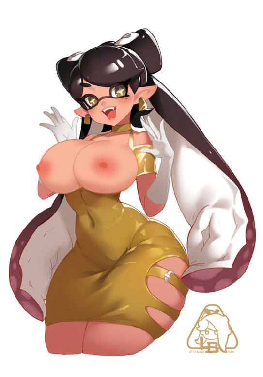 1girl alternate_costume breasts callie_(splatoon) large_breasts little_blood nipples solo splatoon_(series) splatoon_1 tentacle_hair