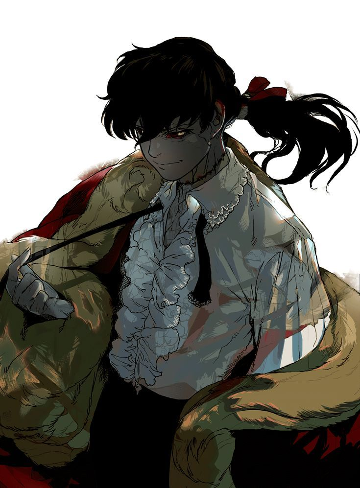 1boy black_hair black_sclera cleaned colored_sclera long_hair madk male_focus stitched_neck ponytail robe solo suzuri_ryo tachibana_makoto_(madk) undead