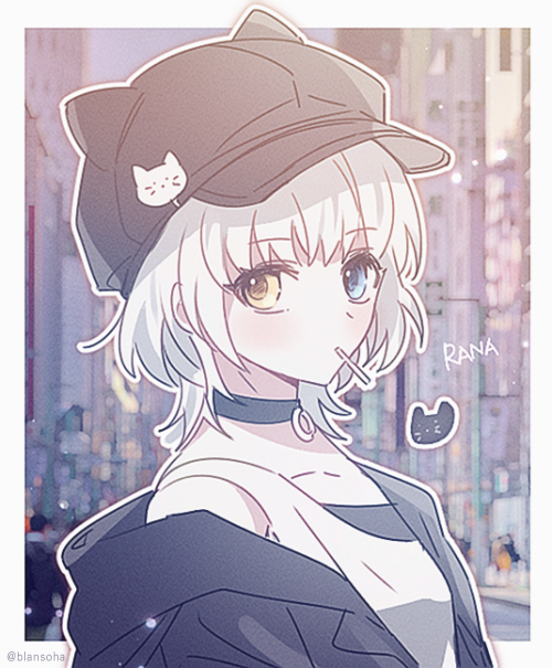 1girl bang_dream! bang_dream!_it&#039;s_mygo!!!!! black_jacket blue_eyes character_name commentary hashtag-only_commentary heterochromia jacket kaname_raana looking_at_viewer raana_the_cat short_hair soha_blan solo upper_body white_hair yellow_eyes