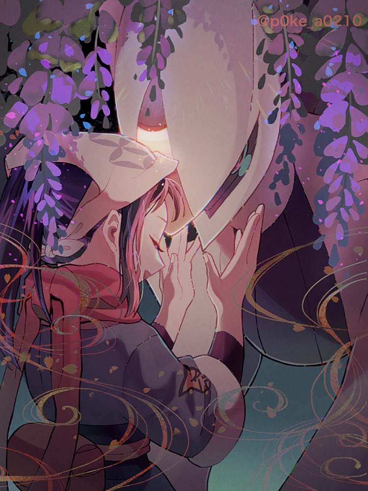 1girl akari_(pokemon) arceus black_hair closed_eyes commentary_request creatures_(company) game_freak gen_4_pokemon grey_jacket hands_up headscarf jacket legendary_pokemon logo long_hair mythical_pokemon nintendo open_mouth p0ke_a0210 pokemon pokemon_(creature) pokemon_legends:_arceus ponytail scarf shirt sidelocks smile twitter_username white_headscarf white_headwear