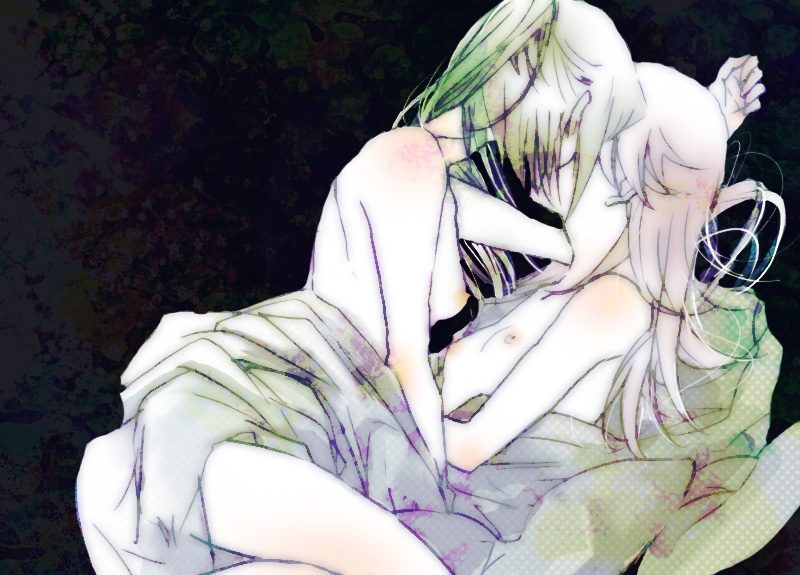 10s 2girls akb0048 bad_id bad_pixiv_id couple kiss multiple_girls shinonome_kanata takahashi_minami_(akb0048) undressing yukiko_yukico yukio_(leaf_let) yuri