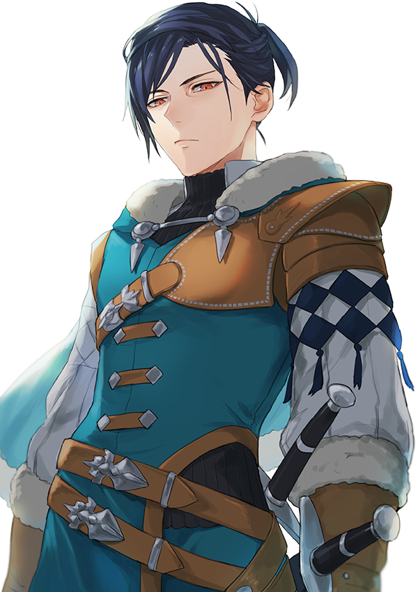1boy aqua_pants aqua_tunic armor belt black_shirt blue_hair brown_belt brown_gloves cape closed_mouth collared_shirt commentary_request cowboy_shot expressionless felix_hugo_fraldarius felix_hugo_fraldarius_(timeskip) fire_emblem fire_emblem:_three_houses fur-trimmed_cape fur-trimmed_gloves fur_trim gloves isa_(peien516) leather_armor long_sleeves looking_down male_focus multiple_belts nintendo orange_eyes pants pauldrons popped_collar shirt shoulder_armor simple_background single_pauldron solo standing tassel tunic turtleneck white_background white_fur white_shirt