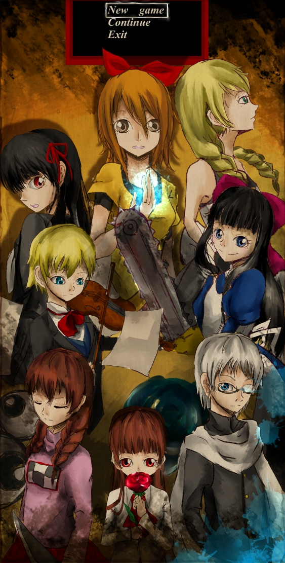 ao_oni aya_drevis chloe_no_requiem crossover himeno_mikoto hiroshi_(ao_oni) ib_(ib) ib_(kouri) kaii_shoukougun kanzaki_shiori kirisame_ga_furu_mori mad_father madotsuki majo_no_ie michel_d&#039;alembert viola_(majo_no_ie) yume_nikki