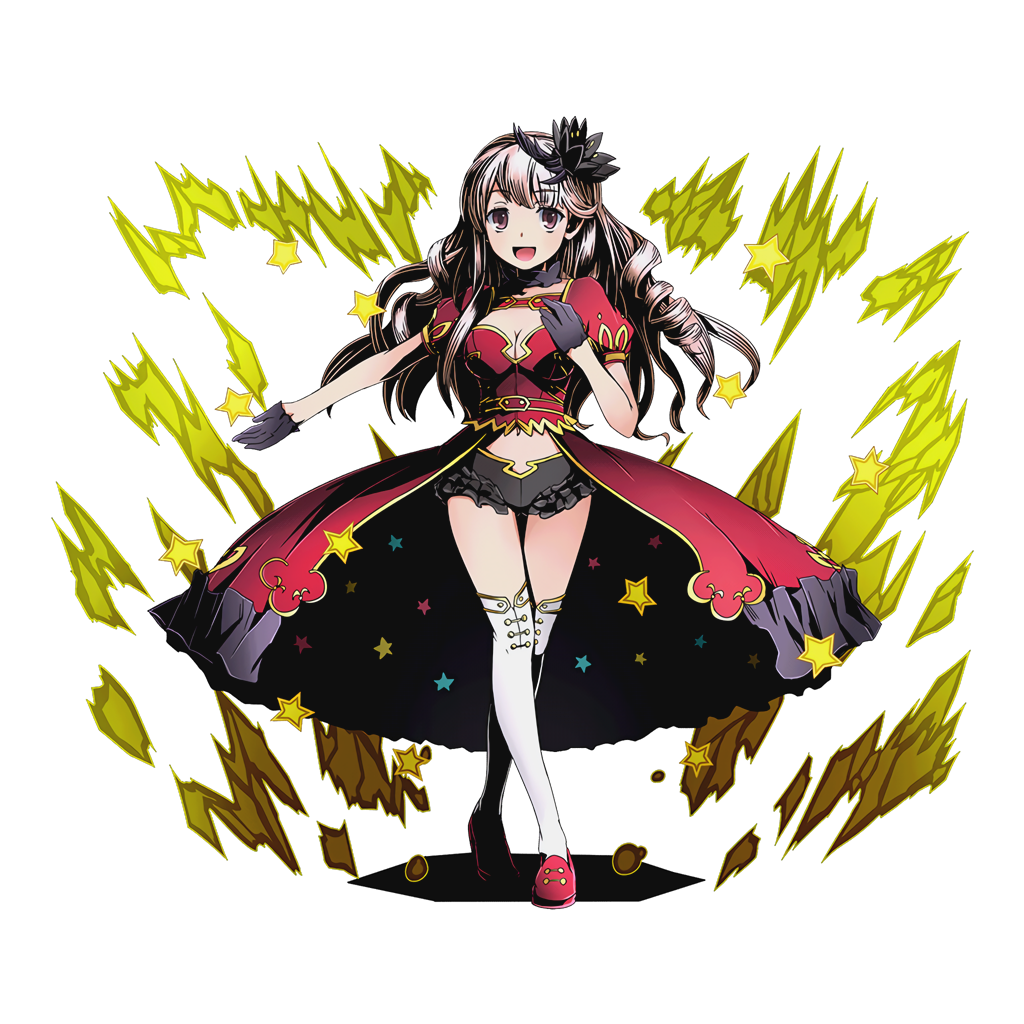 10s 1girl alpha_transparency black_gloves black_shorts breasts brown_eyes brown_hair cleavage divine_gate drill_hair female_focus frilled_shorts frills full_body gloves hair_ornament half_gloves long_hair looking_at_viewer medium_breasts meigo_arisa midriff official_art open_mouth outstretched_arm shadow short_shorts shorts solo star_(symbol) thighhighs toaru_majutsu_no_index toaru_majutsu_no_index:_endymion_no_kiseki transparent_background ucmm white_thighhighs