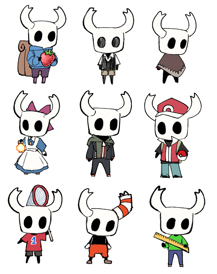 animal_crossing aya_drevis aya_drevis_(cosplay) baldi baldi&#039;s_basics baldi_(cosplay) baseball_cap bow buddy_(lisa) buddy_(lisa)_(cosplay) celeste_(video_game) cosplay cuphead cuphead_(cosplay) cuphead_(game) danganronpa:_trigger_happy_havoc danganronpa_(series) empty_eyes food fruit hat holding holding_poke_ball hollow_knight horned_mask knight_(hollow_knight) lisa_(series) lisa_the_painful looking_at_viewer mad_father madeline_(celeste) madeline_(celeste)_(cosplay) mask naegi_makoto naegi_makoto_(cosplay) nintendo no_humans ocohc omori pink_bow poke_ball pokemon red_(pokemon) red_headwear red_shirt shirt short_sleeves simple_background strawberry sunny_(omori) sunny_(omori)_(cosplay) villager_(animal_crossing) villager_(animal_crossing)_(cosplay) white_background