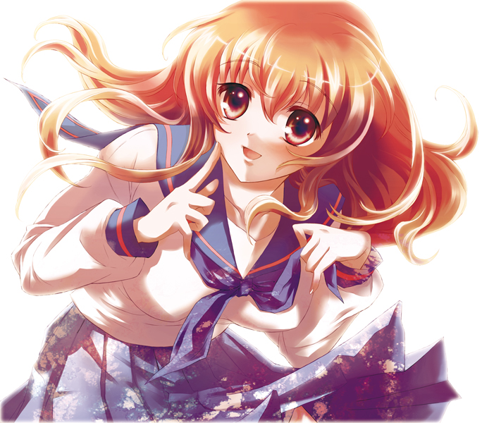 00s 1girl bad_id bad_pixiv_id brown_eyes brown_hair female_focus izumi_(sachikara) long_hair misawa_hanei open_mouth school_uniform serafuku skirt solo tsukihime white_background