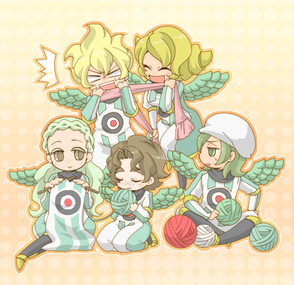 ^^^ aiel angel angel_wings elfel guel inazuma_eleven inazuma_eleven_(series) knitting nenel scarf tagme uinel wings yarn