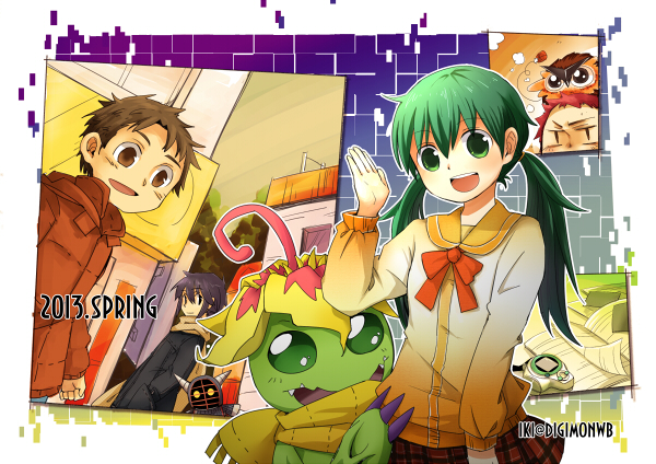 digimon digimon_(creature) flower horns kotemon monster_girl original palmon petals plant_girl puwamon sharp_teeth teeth