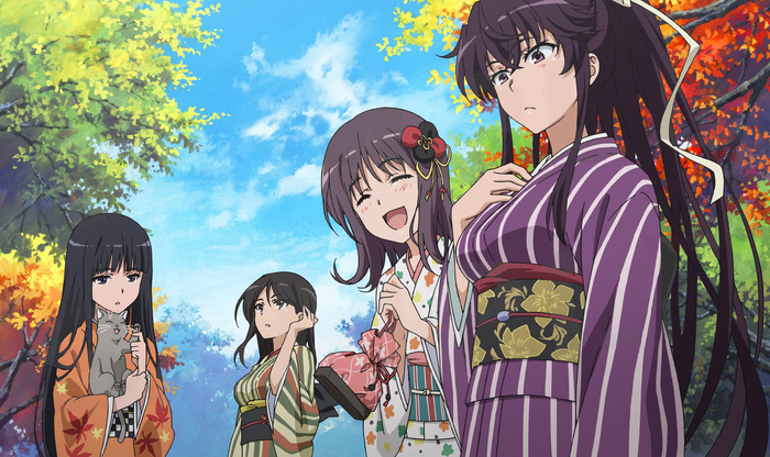 4girls black_hair breasts brown_hair fukiyose_seiri himegami_aisa itsuwa japanese_clothes kanzaki_kaori kimono multiple_girls smile tagme toaru_majutsu_no_index