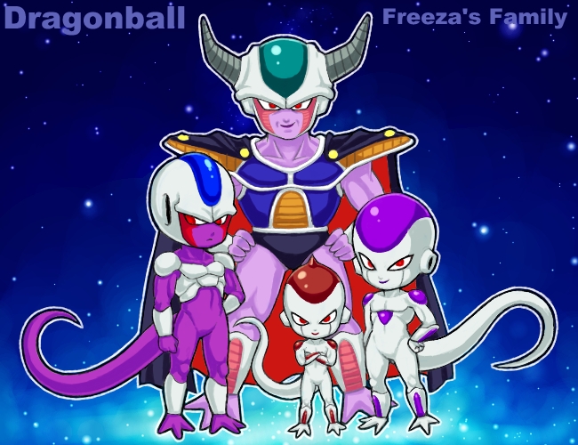 4boys cape cooler_(dragon_ball) dragon_ball dragonball_z family father_and_son frieza horns king_cold kuriza male_focus multiple_boys nekomajin_z red_eyes zohar0330