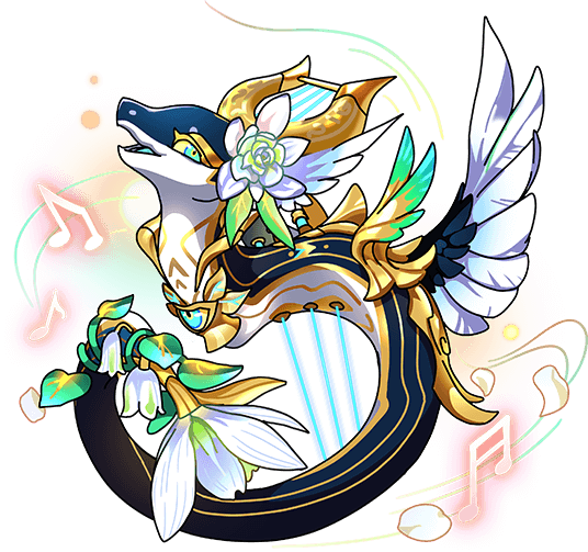amphiptere aqua_eyes blue_eyes dragon dragon_village_(series) dragon_village_collection extra_eyes falling_petals feathered_wings feathers flower flower_on_head game_cg harp head_wings instrument looking_at_viewer musical_note no_humans official_art petals semilla_(dragon_village) semilla_(hope)_(dragon_village) tail tail_flower tail_ornament third-party_source third_eye_on_chest transparent_background white_flower white_petals white_wings wings