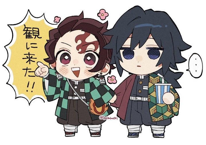 ... 2boys belt black_hair black_jacket black_pants blue_eyes buttons checkered_haori chibi chibi_only demon_slayer_uniform drink full_body gold_buttons haori high_collar holding holding_drink jacket japanese_clothes kamado_tanjirou kikkoumon kimetsu_no_yaiba low_ponytail male_focus multiple_boys pants pmpmmochi ponytail print_haori red_haori simple_background speech_bubble spiked_hair spoken_ellipsis standing tomioka_giyuu translation_request twitter_username white_background white_belt