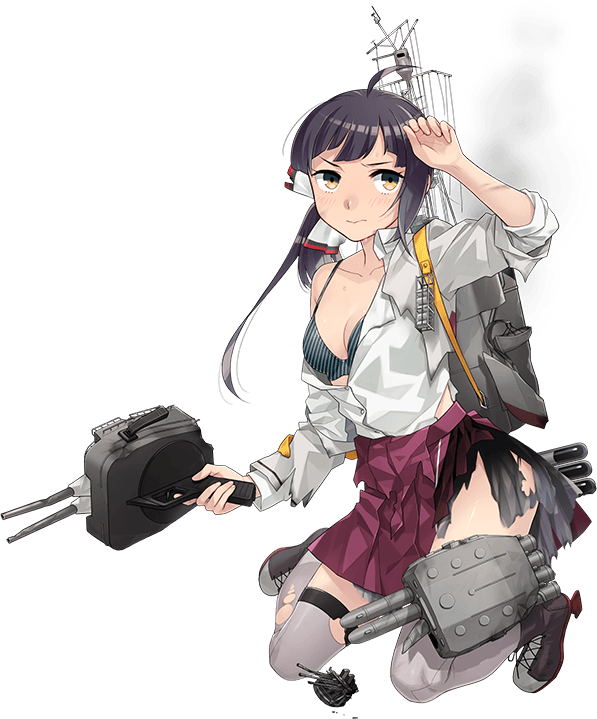 1girl adapted_turret ahoge anti-aircraft anti-aircraft_gun aqua_bow aqua_bowtie asymmetrical_bangs black_hair bow bowtie bra breasts cut_bangs dress fujikawa fujinami_(kancolle) fujinami_kai_ni_(kancolle) full_body grey_bra grey_pantyhose hair_ribbon kantai_collection kneeling long_sleeves medium_hair official_art pantyhose ribbon school_uniform seamed_legwear ship_turret shirt side-seamed_legwear side_ponytail skirt small_breasts smile solo thighhighs torn_clothes torn_shirt torn_skirt torpedo transparent_background underwear white_ribbon white_shirt yellow_eyes