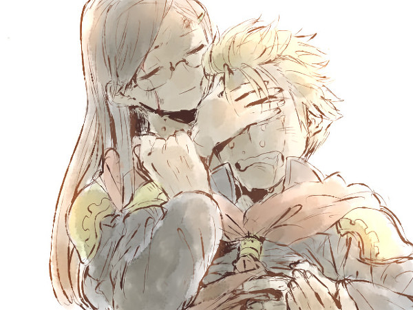 black_hair blonde_hair blood cape dddddd37 final_fantasy final_fantasy_type-0 glasses jack_(fft-0) pixiv_sample queen_(fft-0) resized sad smile tears