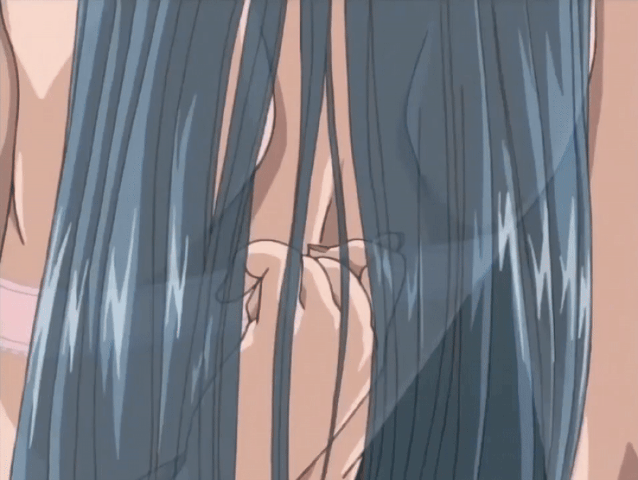 00s 1girl 2002 animated animated_gif aqua_hair bible_black bible_black_gaiden bouncing_breasts bra breasts female_focus large_breasts long_hair lowres mochida_junko nipples open_bra pink_bra solo tagme underwear undressing