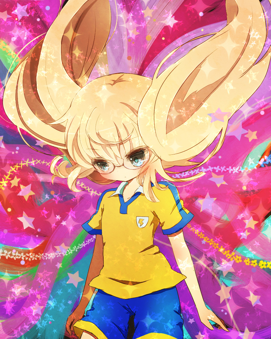 1boy bad_id bad_pixiv_id fusion glasses inazuma_eleven_(series) inazuma_eleven_go inazuma_eleven_go_chrono_stone jeanne_d&#039;arc_(inazuma_eleven) kirino_ranmaru kirino_ranmaru_(mixi_max_jeanne_d&#039;arc) long_hair male_focus raimon soccer_uniform solo sportswear twintails yoshida_(nono_ko)