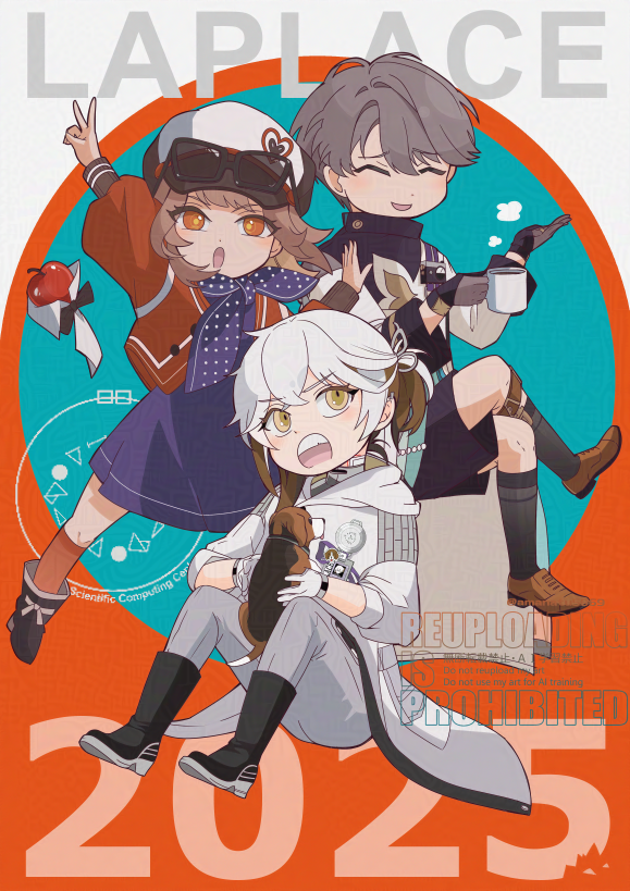 1boy 1girl 1other 2025 :o ^_^ adversarial_noise amanatsu_(amanatu5069) animal apple apple_(reverse:1999) arm_up beagle black_boots black_bow black_bowtie black_shorts black_socks blue_background blue_dress blue_neckerchief boots bow bowtie brown_boots brown_hair brown_shoes newsboy_cap circle closed_eyes coat coffee_mug crossed_legs cup deformed dog dress eyewear_on_headwear food fruit gloves grey_gloves grey_hair grey_pants hat holding holding_animal holding_cup jacket legs_apart legwear_garter long_sleeves looking_up medicine_pocket mug neckerchief open_mouth orange_eyes pants polka_dot_neckerchief puffy_long_sleeves puffy_sleeves red_background red_jacket red_socks regulus_(reverse:1999) reverse:1999 shoes short_hair short_shorts shorts single_legwear_garter sitting smile socks standing sunglasses traditional_bowtie v v-shaped_eyebrows watermark white_coat white_hair x_(reverse:1999) yellow_eyes